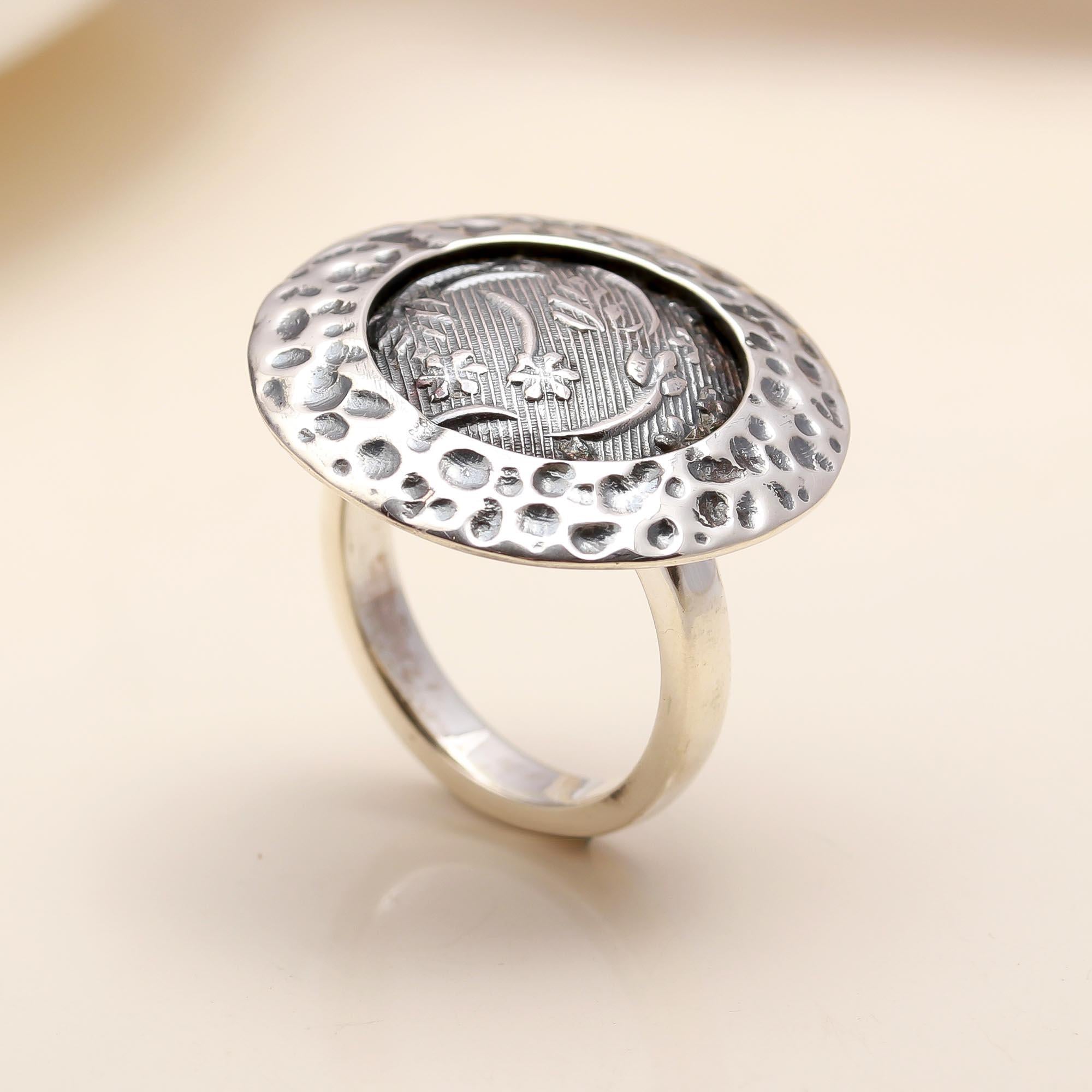 925 Silver Round Floral Etched Ring – AG925 Jewellery