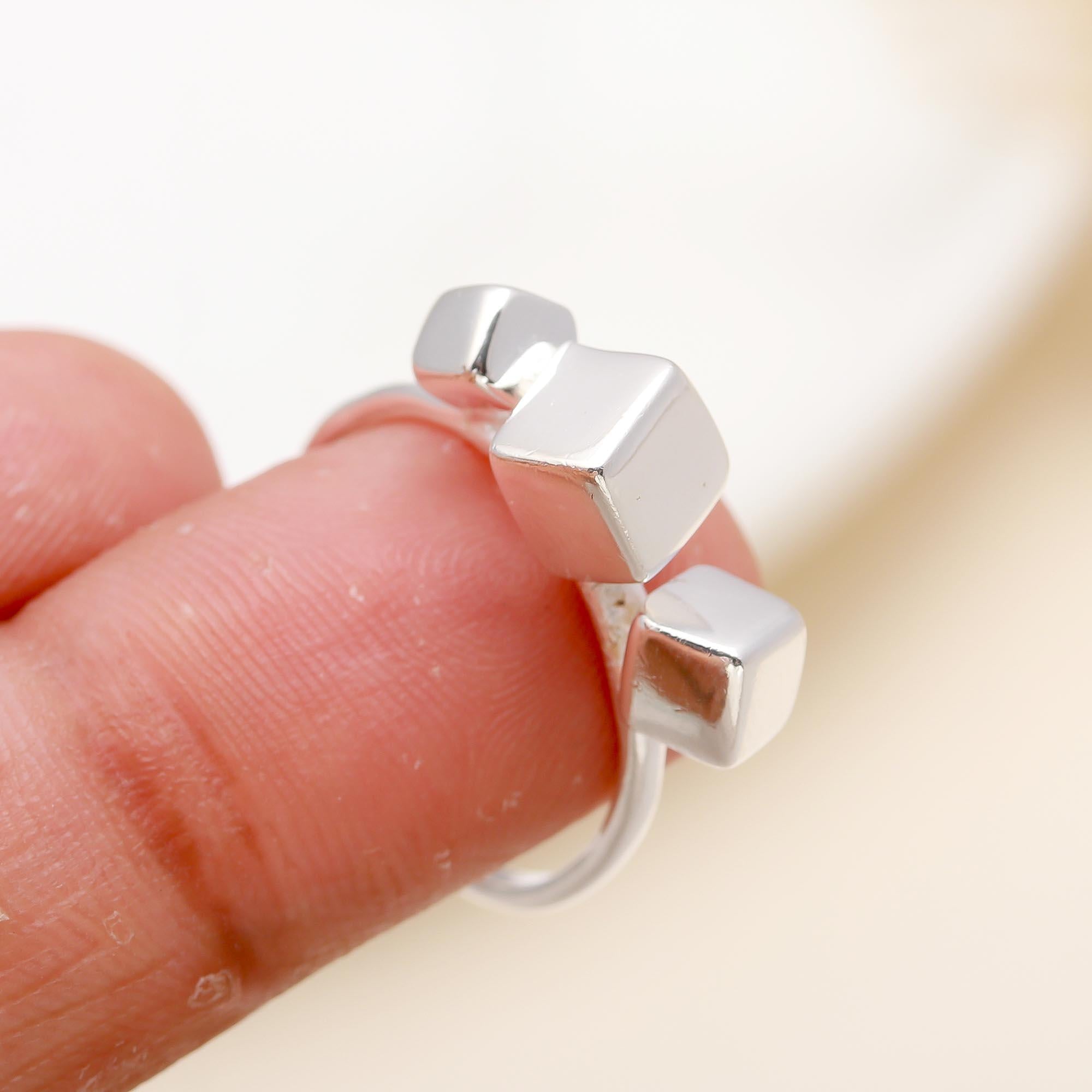 925 Silver Three Cube Ring