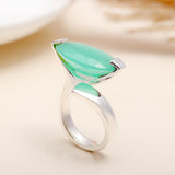 925 Silver Green Onyx Open Ring