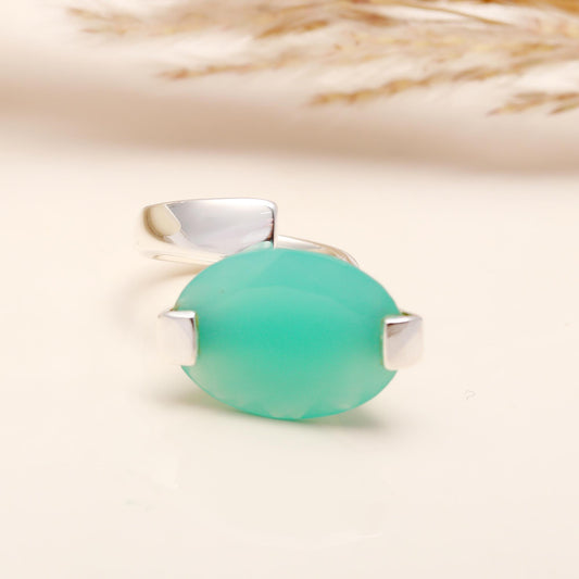 925 Silver Green Onyx Open Ring
