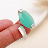 925 Silver Green Onyx Open Ring