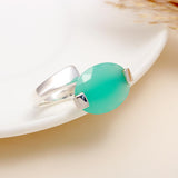 925 Silver Green Onyx Open Ring