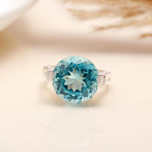 925 Silver Blue Topaz Ring