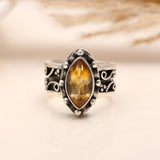 925 Silver Citrine Scroll Ring