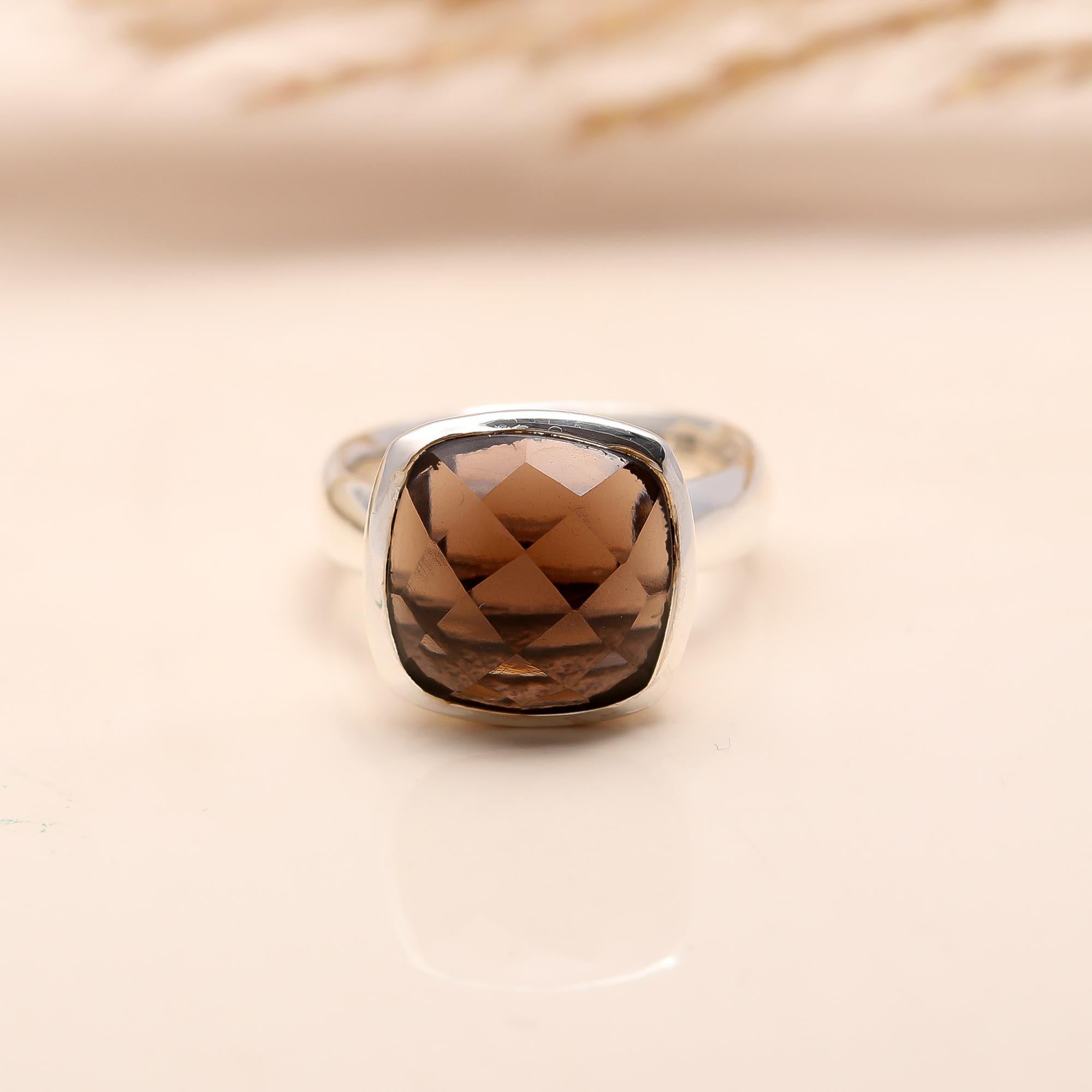 925 Silver Smoky Quartz Ring