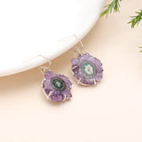 925 Silver Raw Amethyst Stalactite Dangle Earrings