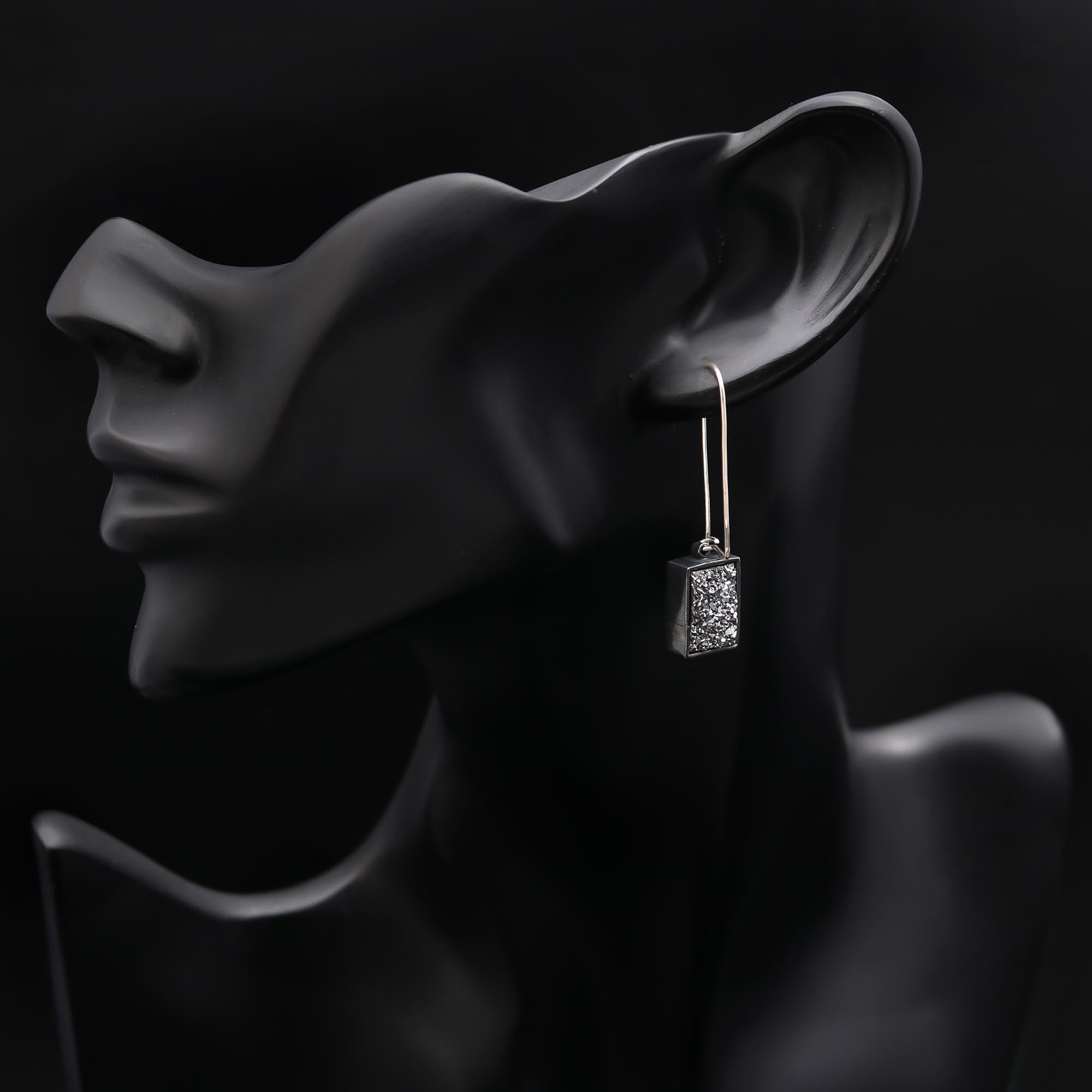 925 Silver Titanium Druzy Dangle Earrings