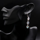 925 Silver Rainbow Moonstone Dangle Earrings