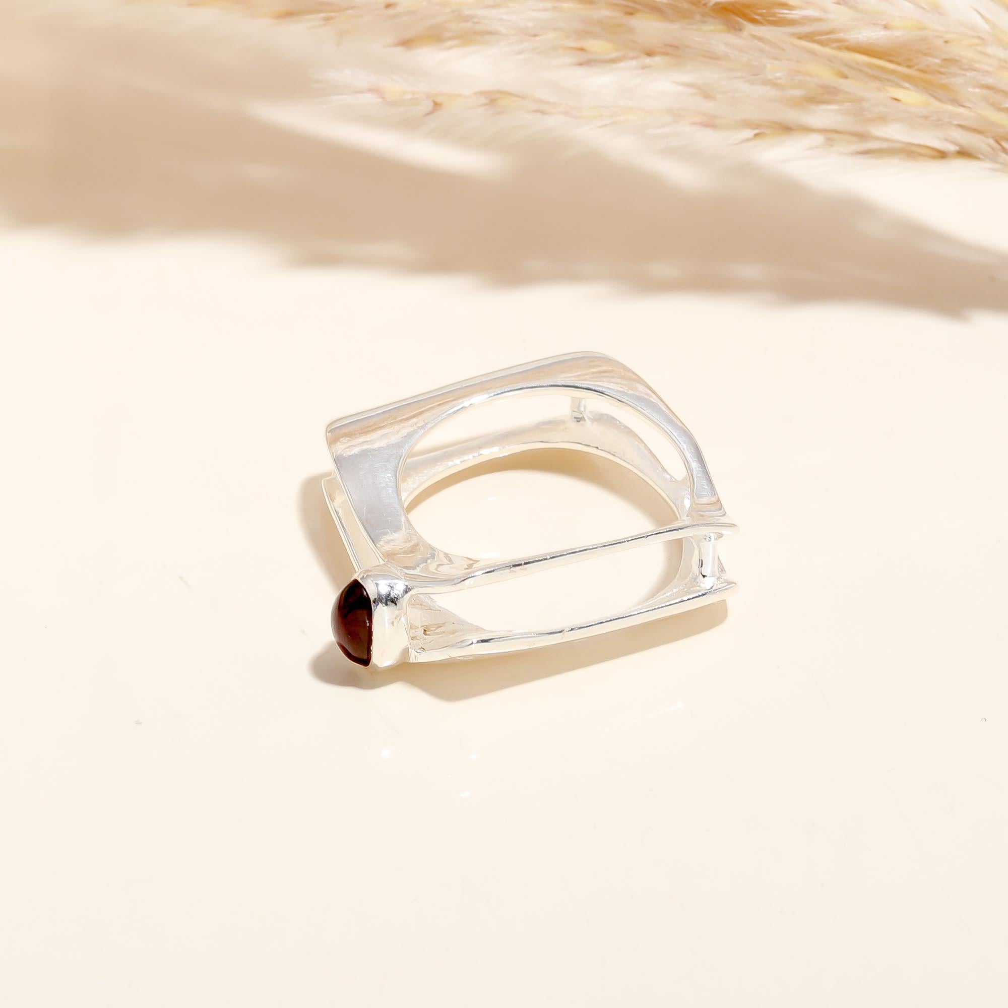 925 Silver Garnet Open Band Ring