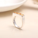 925 Silver Baguette Citrine Bar Ring