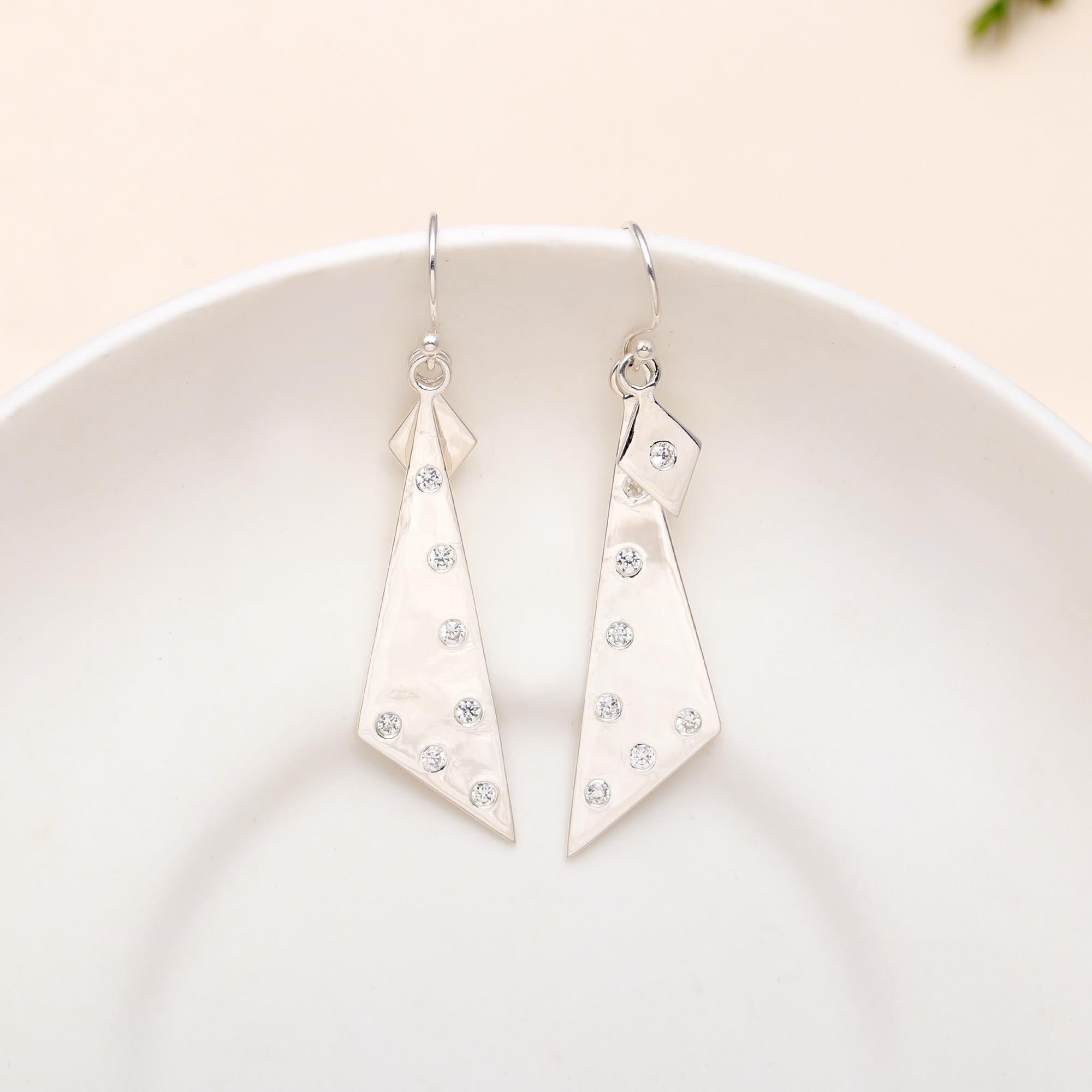 925 Silver Textured Dangle Earrings