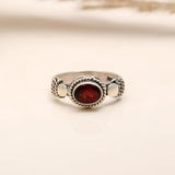 925 Silver Garnet Rope Band Ring