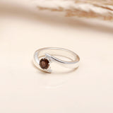925 Silver Smoky Quartz Twist Ring