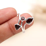 925 Silver Multi-Shape Garnet Ring