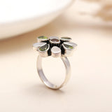 925 Silver Peridot and Citrine Floral Ring