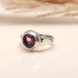 925 Silver Round Amethyst Ring