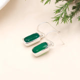 925 Silver Green Onyx Dangle Earrings