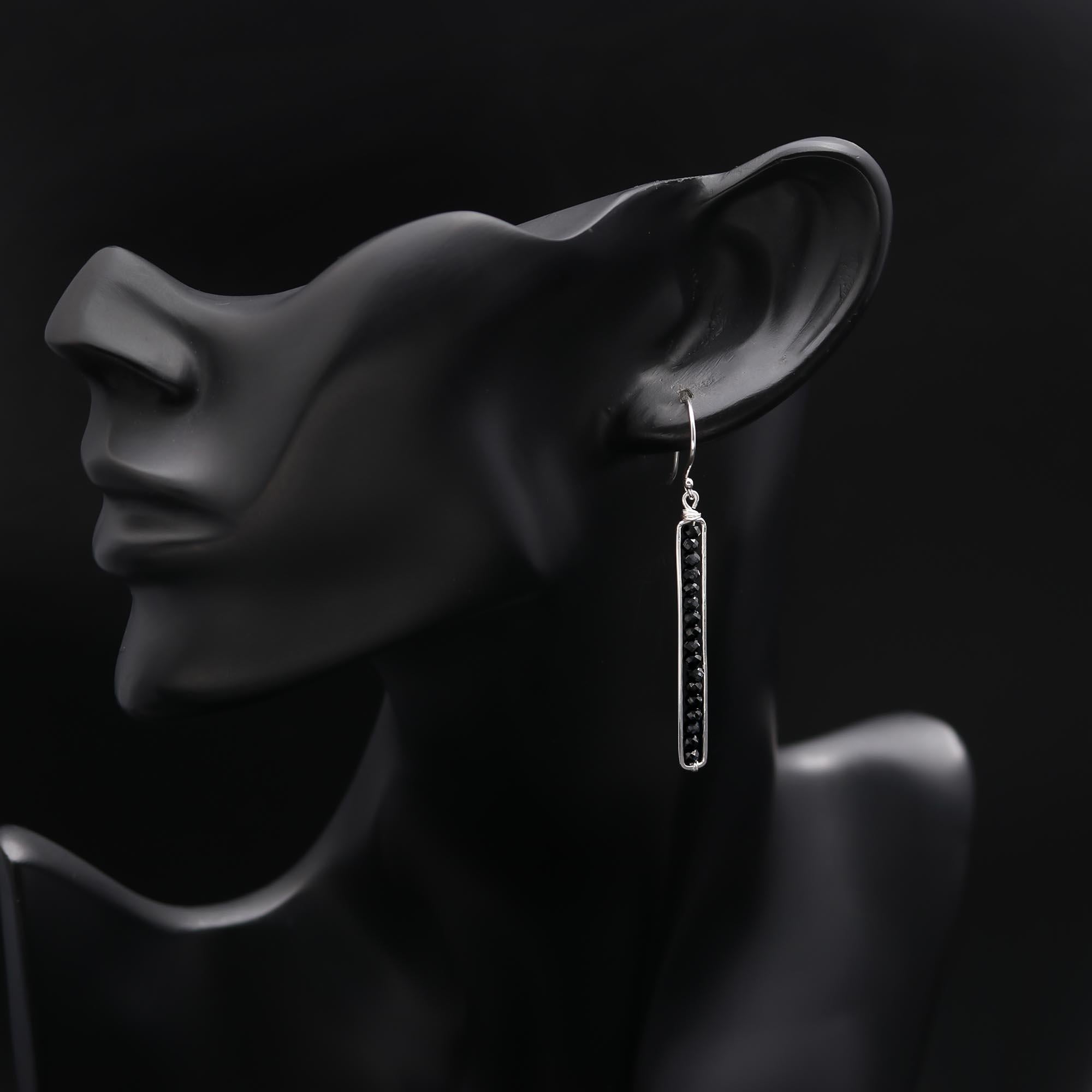 925 Silver Long Bar Dangle Earrings