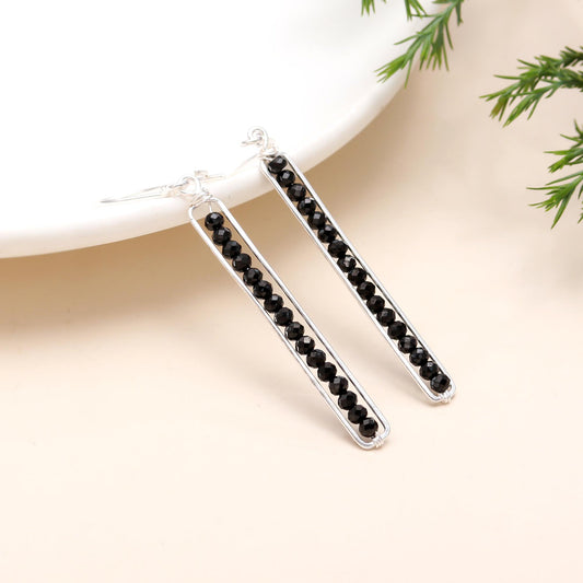 925 Silver Long Bar Dangle Earrings