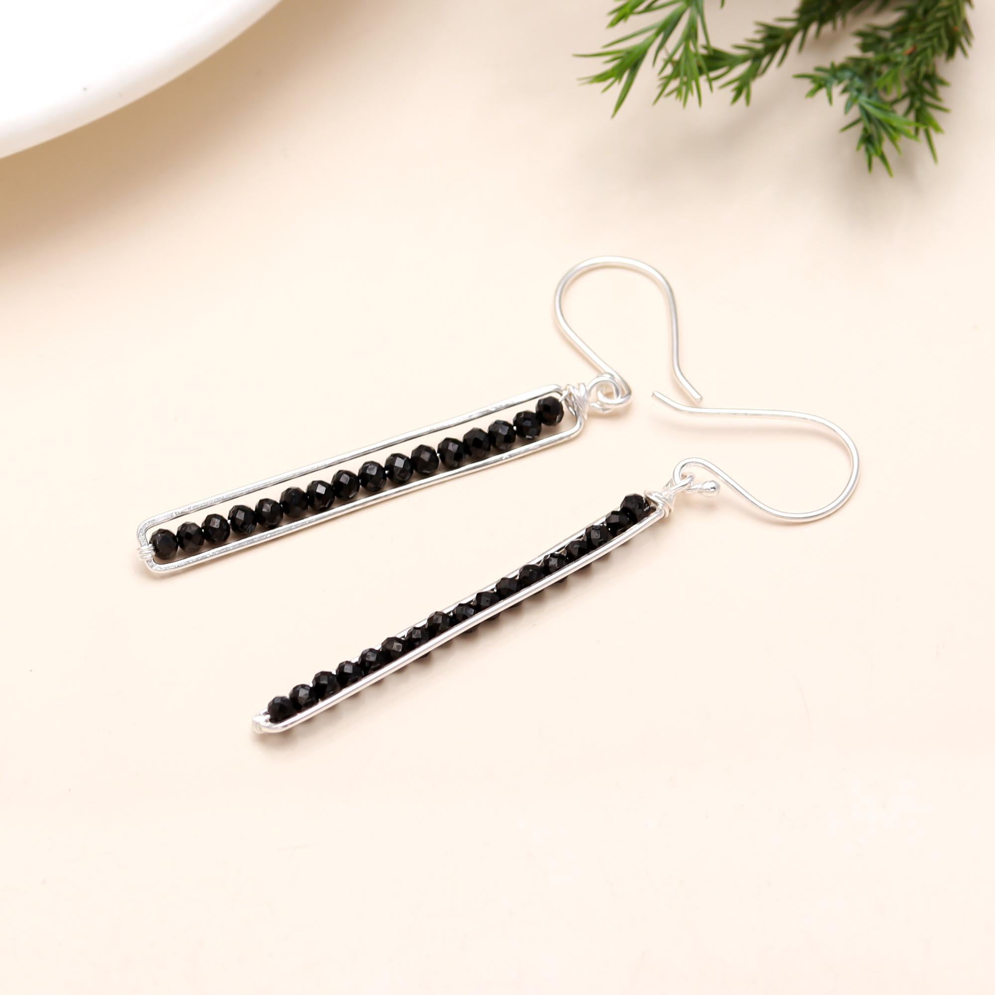 925 Silver Long Bar Dangle Earrings