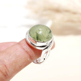 925 Silver Round Prehnite Ring