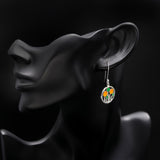 Enamel Floral Dangle Earrings in Sterling Silver