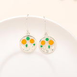 Enamel Floral Dangle Earrings in Sterling Silver