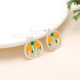 Enamel Floral Dangle Earrings in Sterling Silver