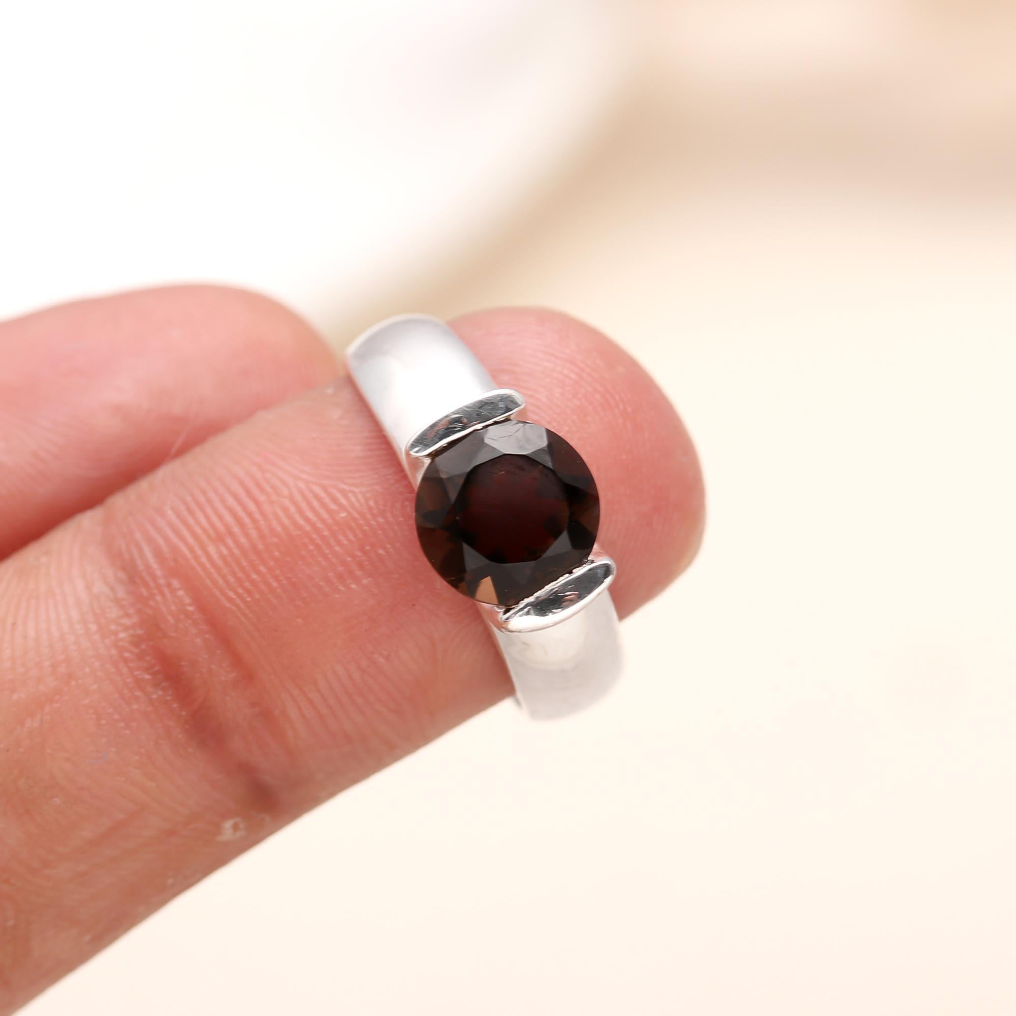 925 Silver Smoky Quartz Ring