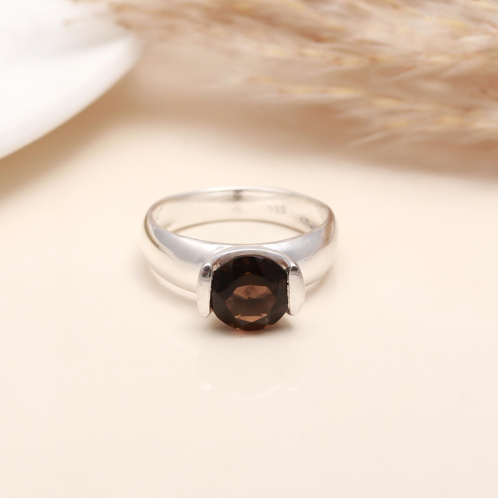 925 Silver Smoky Quartz Ring