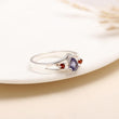 925 Silver Iolite and Garnet Split Band Ring close-up view
