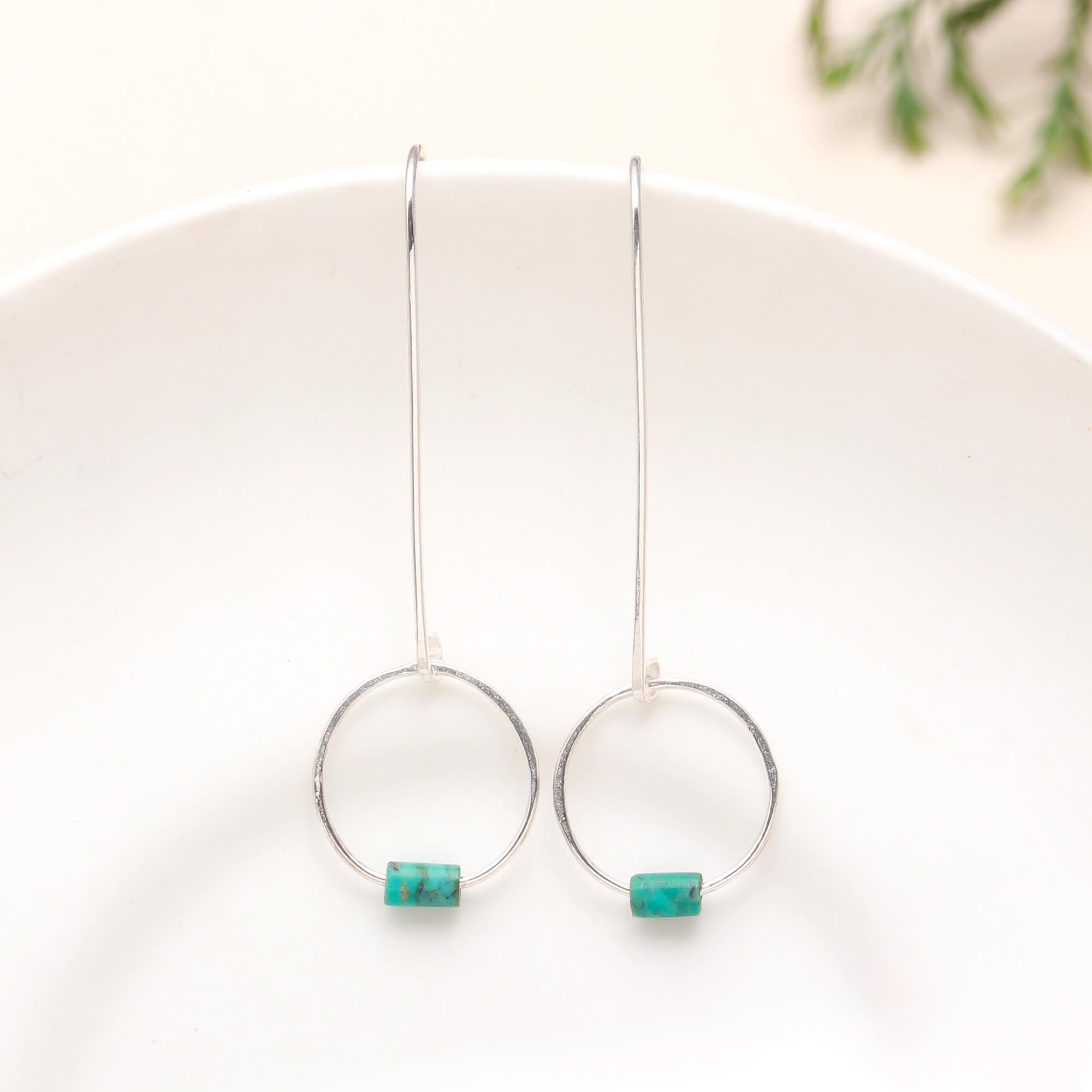 925 Silver Turquoise Beads Drop Earrings