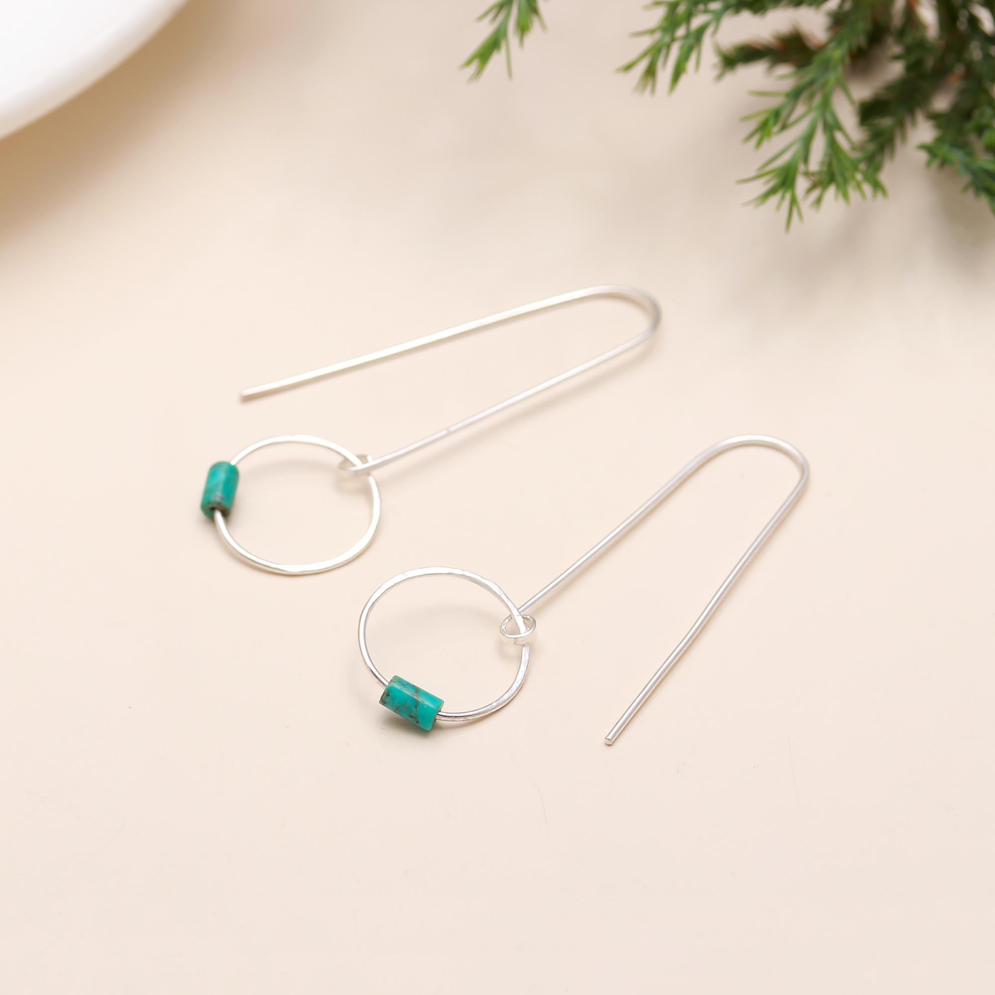 925 Silver Turquoise Beads Drop Earrings
