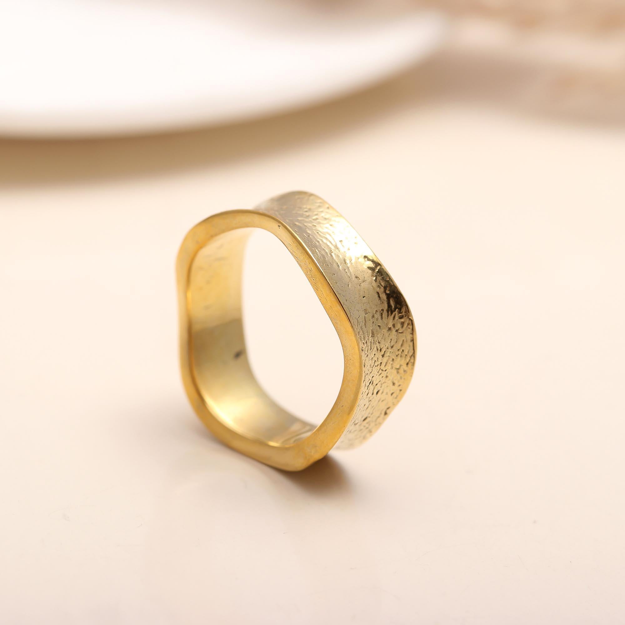 Textured silver wave band ring for gifting