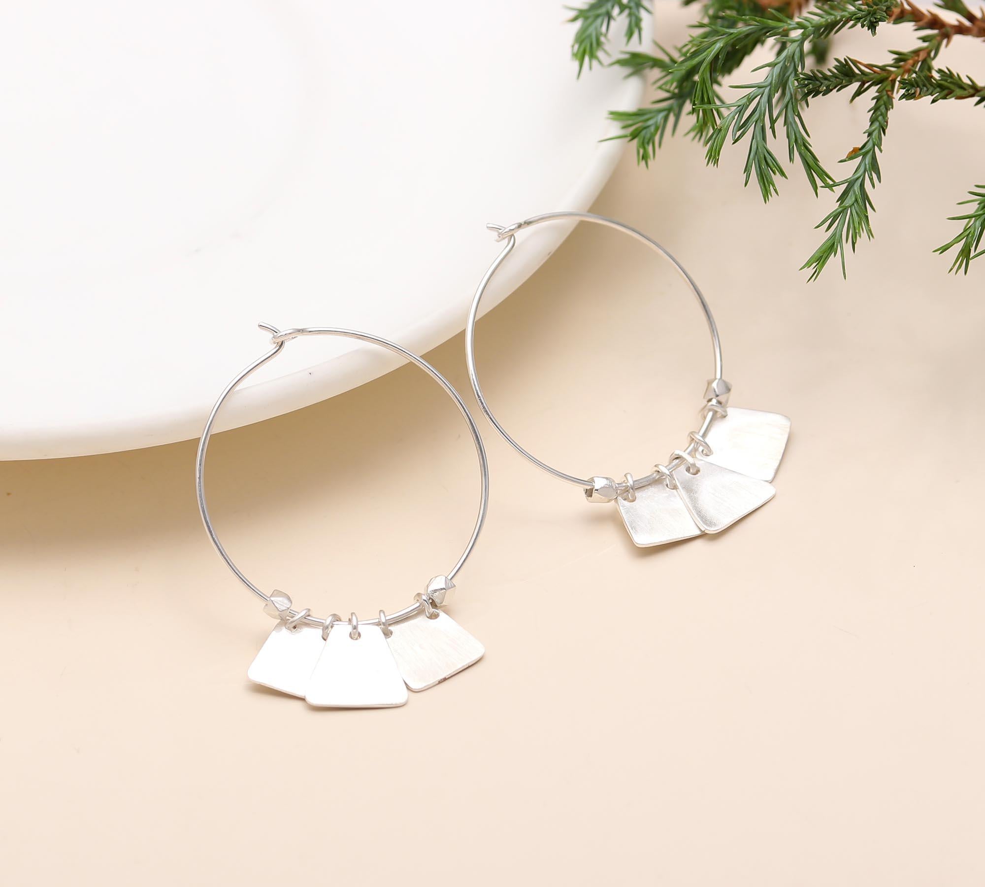 925 Sterling Silver Plain Designer Hoop Earrings