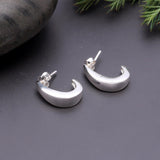 925 Silver Chunky Crescent Hoop Stud Earrings