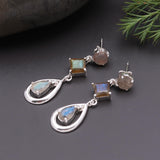 925 Silver Labradorite Multi-Stone Drop Earrings