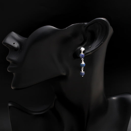 925 Silver Lapis Lazuli Beaded Drop Earrings