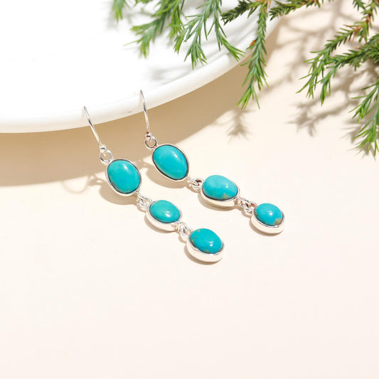 925 Silver Turquoise Dangle Earrings