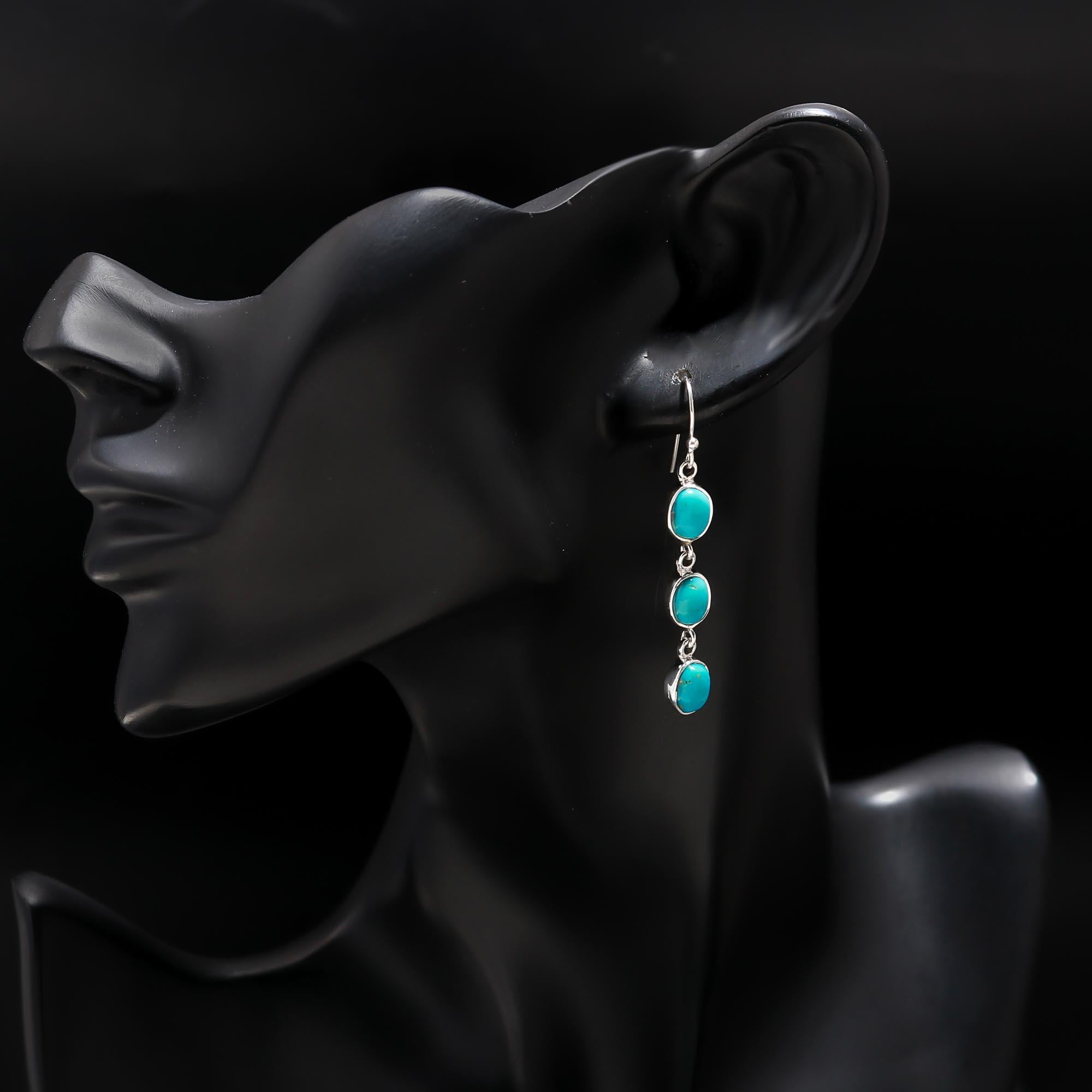 925 Silver Turquoise Dangle Earrings