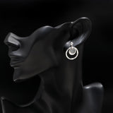 925 Silver Double Circle Drop Earrings