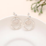 925 Silver Double Circle Drop Earrings