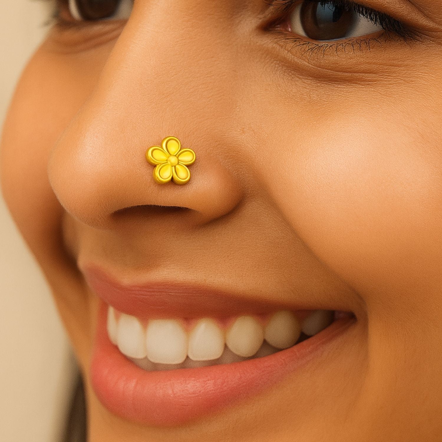 925 Sterling Silver Gold Plated Five Petal Flower Nose Pin