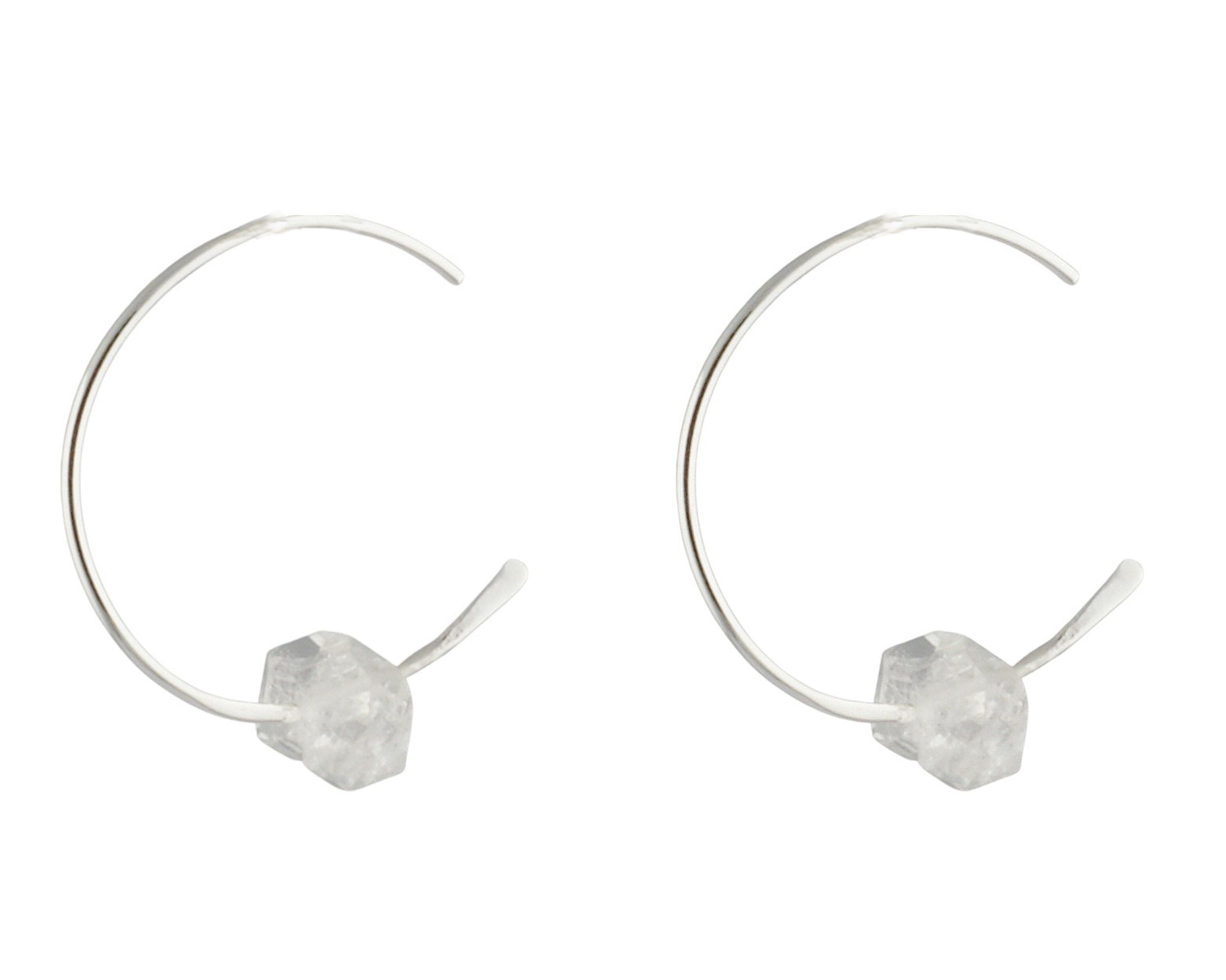 925 Sterling Silver Herkimer Diamond Hoop Earring