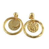 925 Sterling Silver Geometric Circle Earring in Hammered Texture Stud Earring