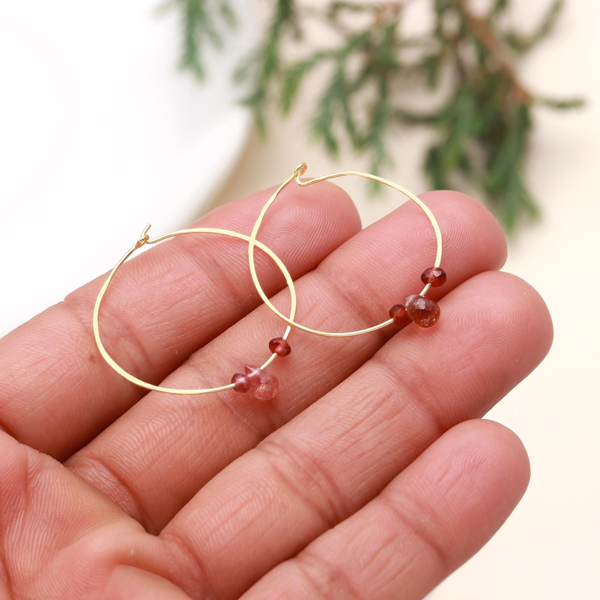 925 Sterling Silver Sapphire Hoop Earrings