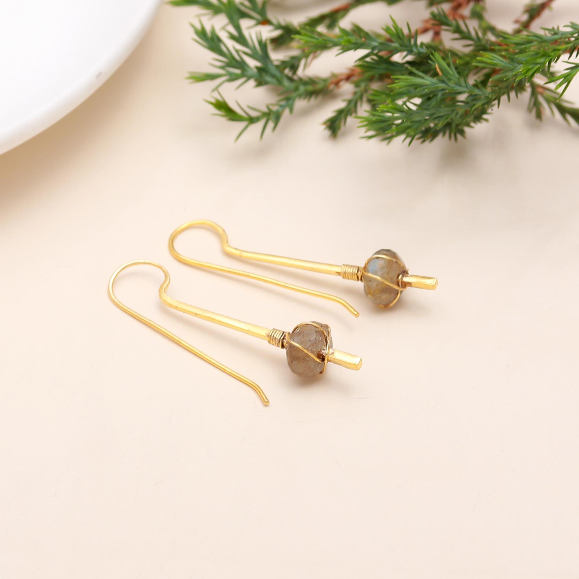 925 Sterling Silver Moonstone Labradorite Earring