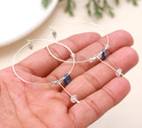 Aquamarine & Kyanite Bead Hoop Earrings