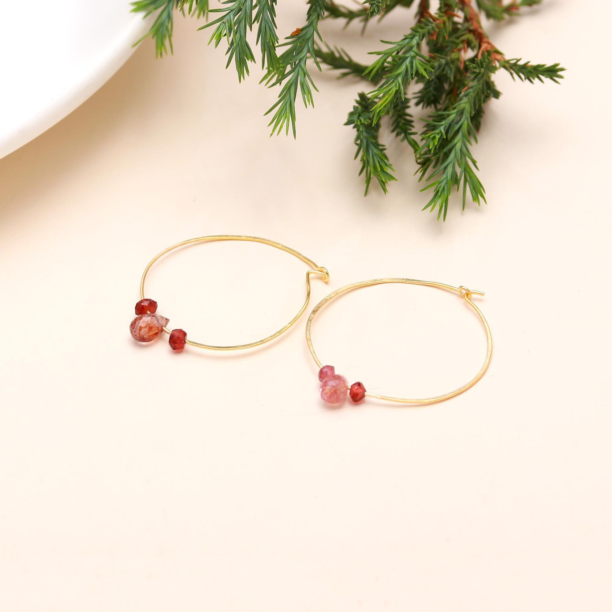 925 Sterling Silver Sapphire Hoop Earrings