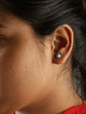 925 Sterling Silver Boho  Genuine Turquoise Stud Earring with Pushbacks